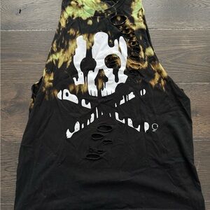 Drive Clothing Black and Tie-Dye Skull Tank Top